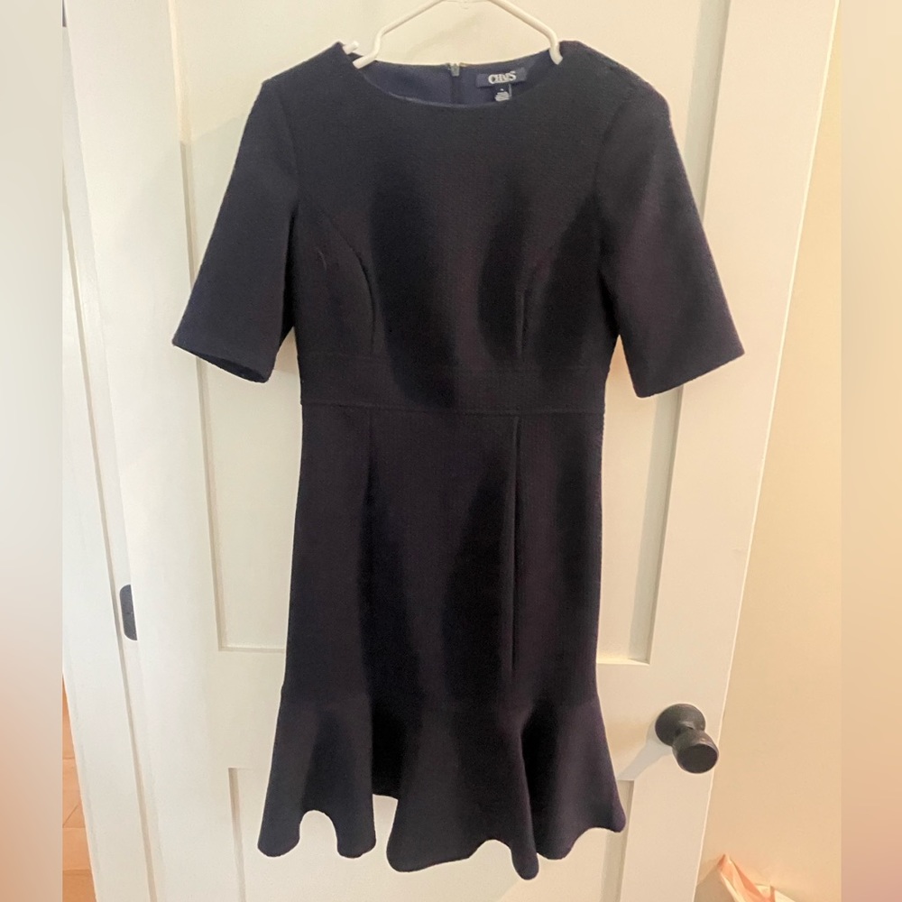 Chaps Navy Blue Peplum Dress